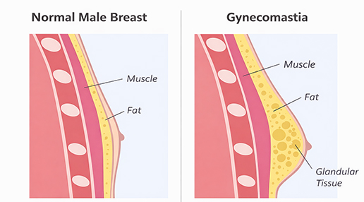 Normal vs Gynecomastia